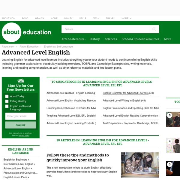 Learning English for Advanced Levels - Advanced Level ESL EFL