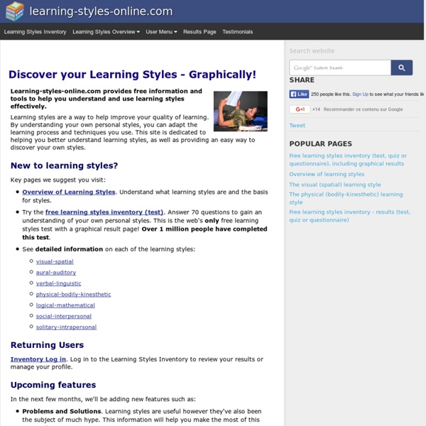 Learning Styles Online.com - including a free inventory