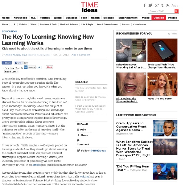 The Key To Learning: Knowing How Learning Works