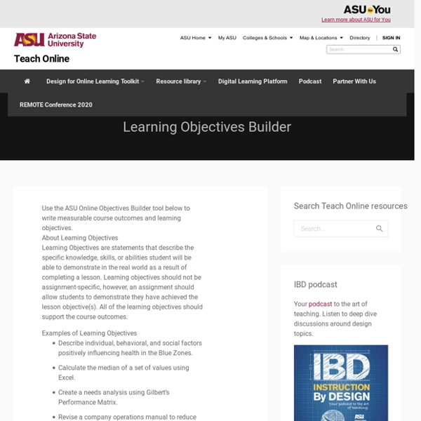 Objectives Builder - TeachOnline