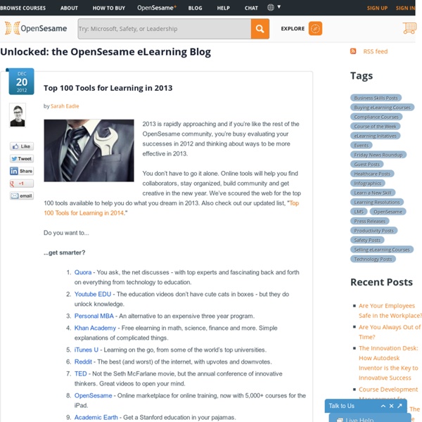 Top 100 Tools for Learning in 2013