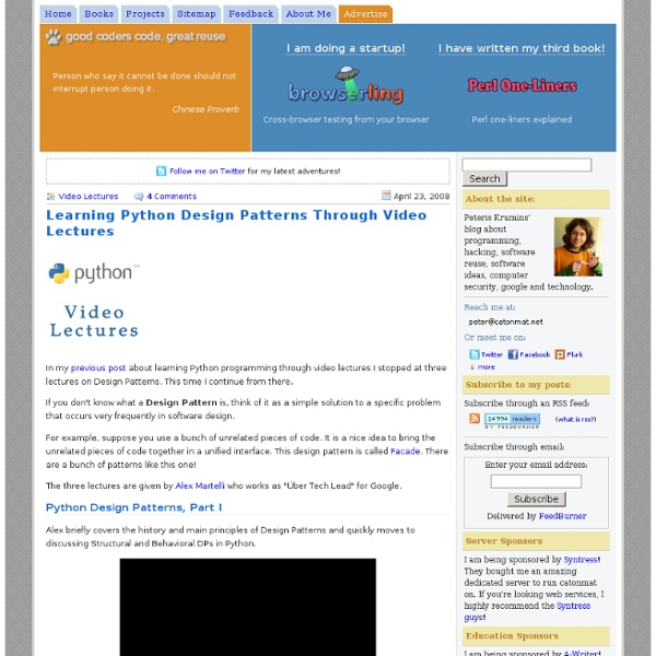Learning Python Design Patterns Through Video Lectures
