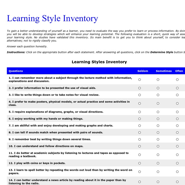 LEARNING STYLE INVENTORY