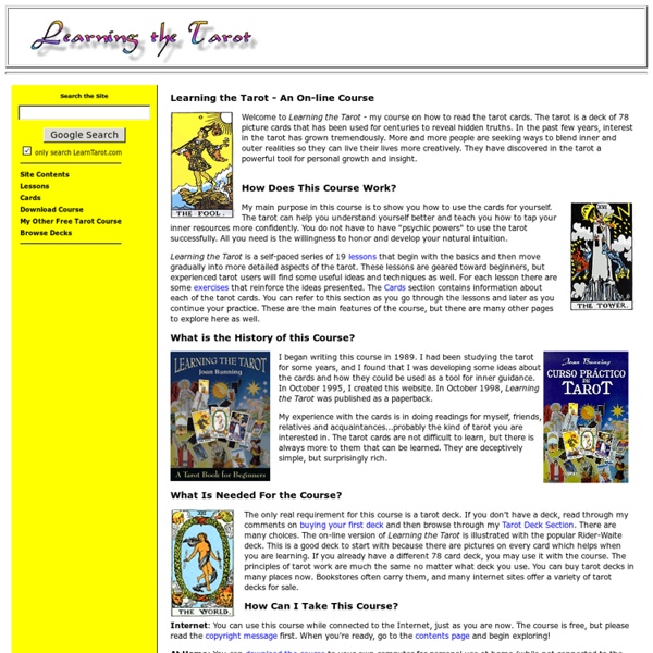 Learning the Tarot - An On-Line Course