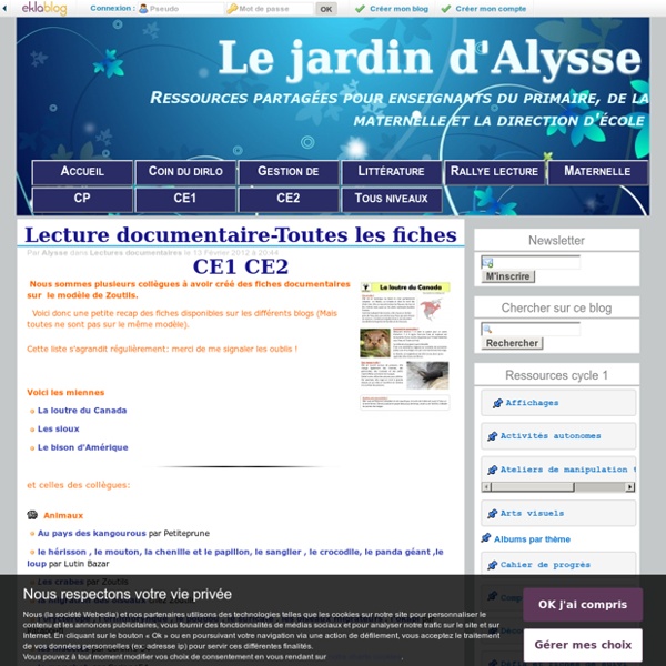 Lecture documentaire-Toutes les fiches CE1 CE2