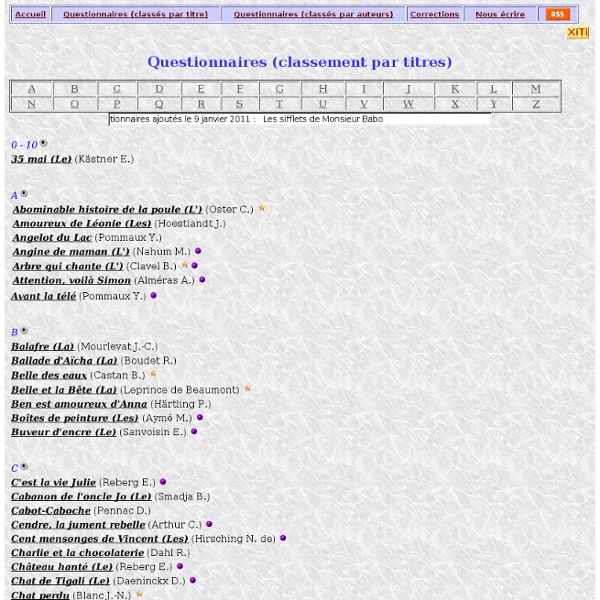 Rallye lecture Cycle 3 - Questionnaires classés par titres