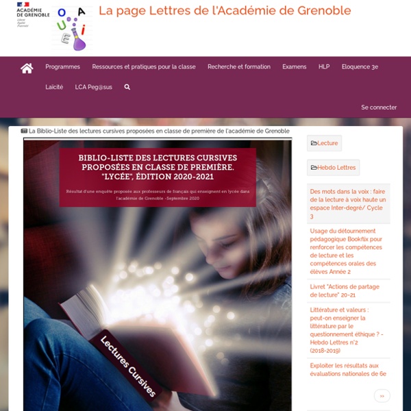La Biblio-Liste des lectures cursives proposées en classe de première de l'académie de Grenoble