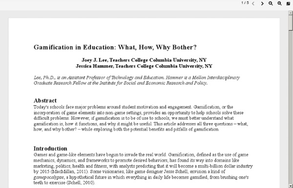 "Gamification in Education: What, How, Why Bother?"