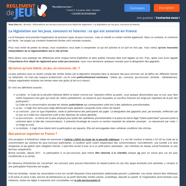 La législation sur les jeux, concours et loteries : ce qui est autorisé en France