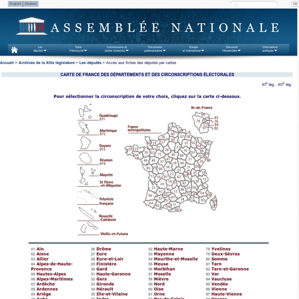 Archives de la XIIIe législature - Accès aux fiches des députés par circonscriptions (cartes)