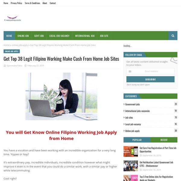 Get Top 38 Legit Filipino Working Make Cash From Home Job Sites