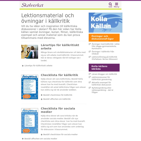 Lektionsmaterial och övningar i källkritik