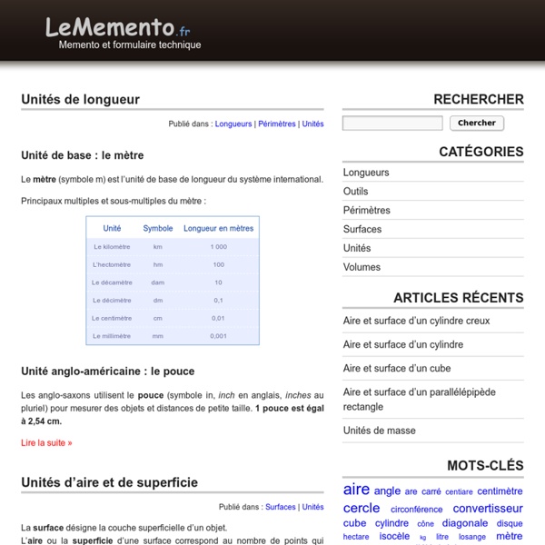 LeMemento.fr : memento et formulaire technique
