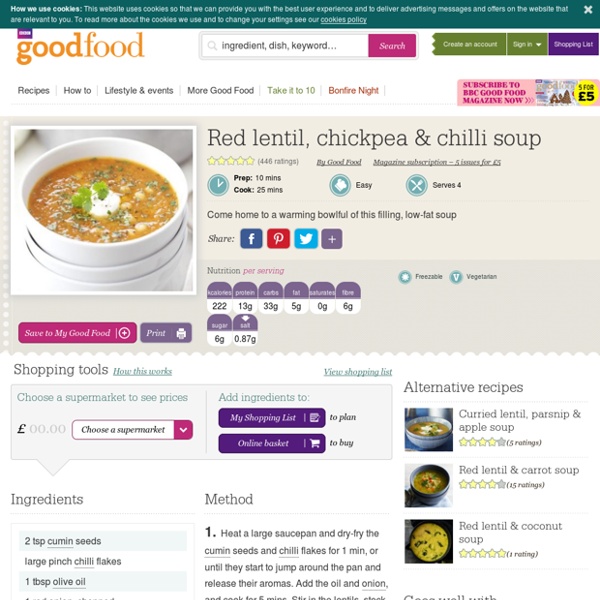 Red lentil, chickpea & chilli soup