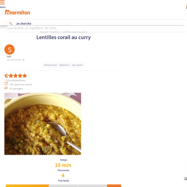 Lentilles corail au curry : Recette de Lentilles corail au curry