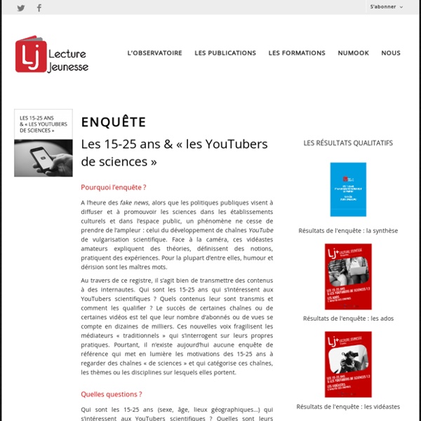 Les 15-25 ans & les YouTubers de sciences