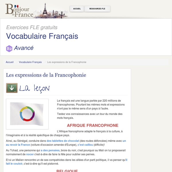 Les expressions de la Francophonie - Expert