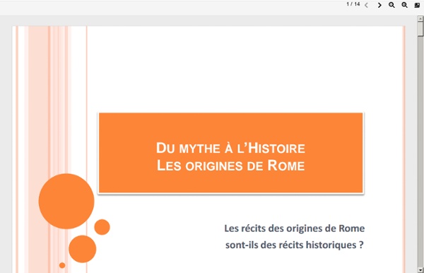 Du mythe à l'histoire: les origines de Rome