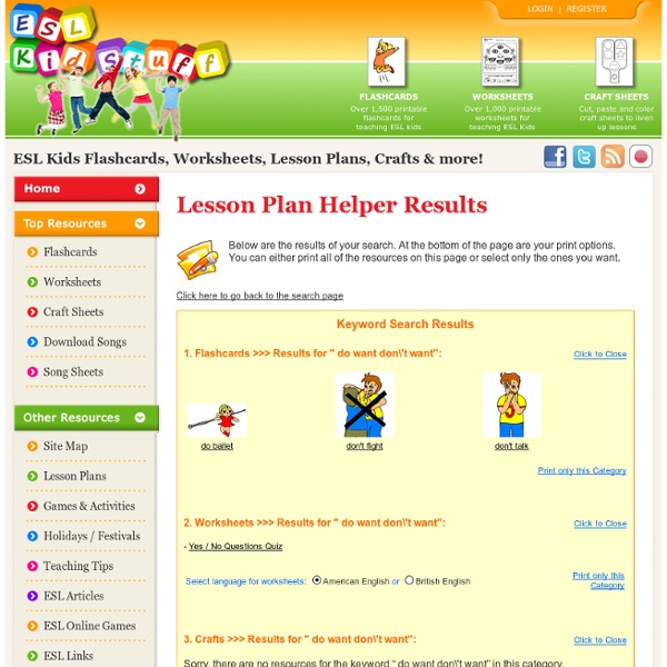 Lesson Plan Helper for ESL kids classes