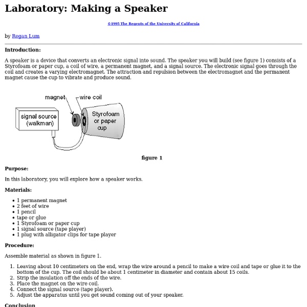 Lesson Plan for Making a Speaker Laboratory