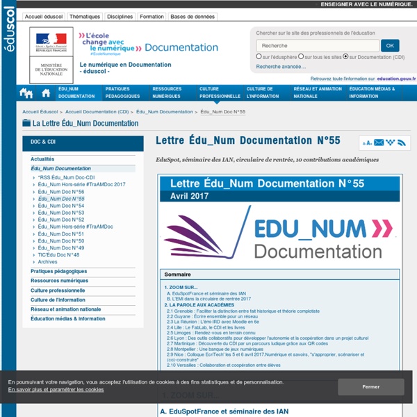 Lettre Édu_Num Documentation N°55 — Documentation (CDI)