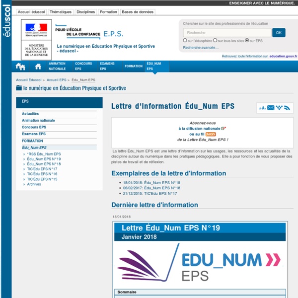 Lettre d'information Édu_Num EPS — EPS