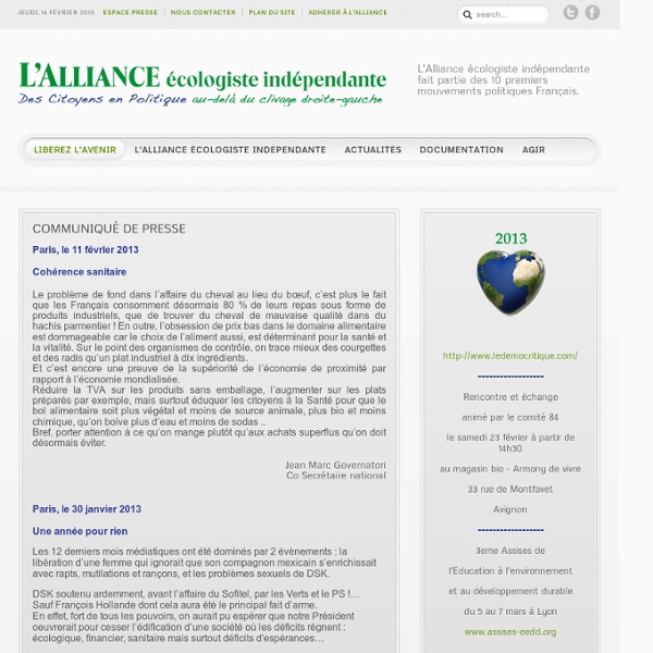 Site officiel de l'Alliance Ecologiste Indépendante