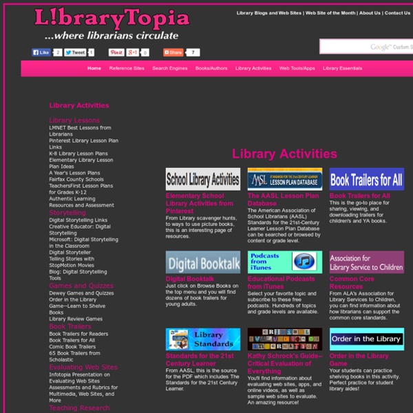 LibraryTopia, where librarians and media specialists talk about books, libraries, reference, apps, web tools and library essentials