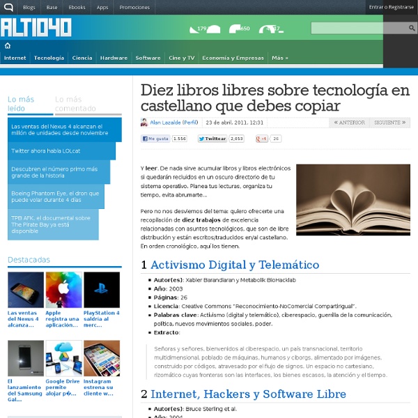Diez libros libres sobre tecnología en castellano que debes copiar