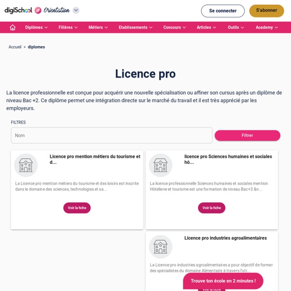 Liste des Licences Pro en France : Annuaire des Licences Pro