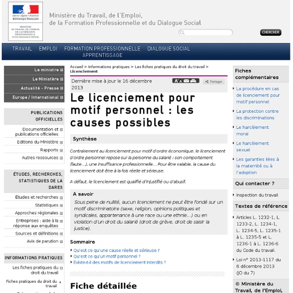 Le licenciement pour motif personnel : les causes possibles