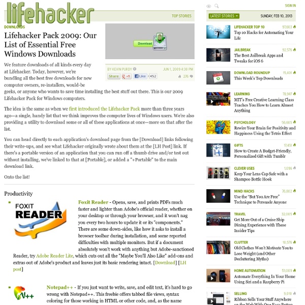 Pack 2009: Our List of Essential Free Windows Downloads - Lifehacker Pack 2009 - Lifehacker