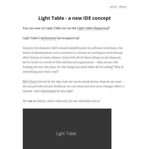 Light Table - a new IDE concept