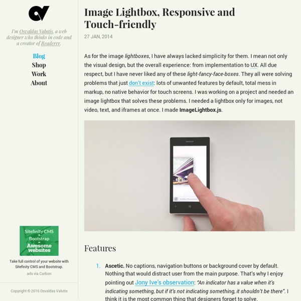 Image Lightbox, Responsive and Touch‑friendly — Osvaldas Valutis