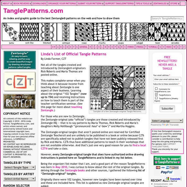 Liste de Linda de modèles officiels de Tangle «TanglePatterns.com