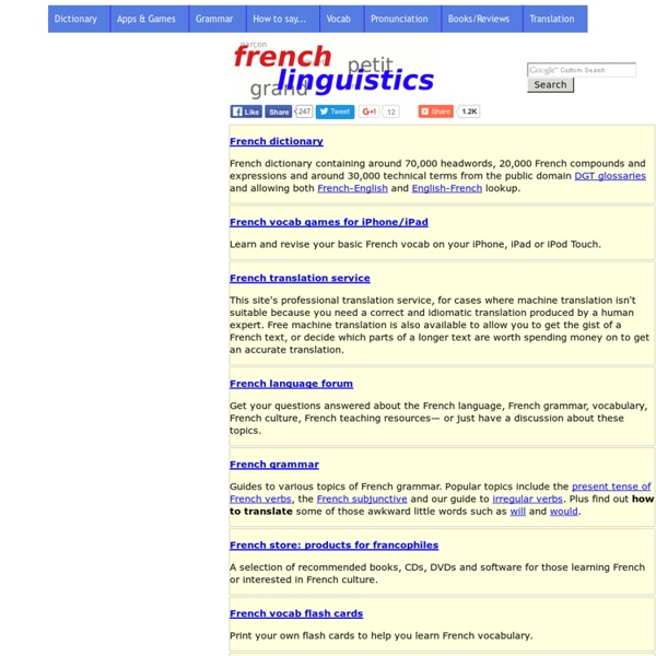 French Linguistics: French dictionary, translation, software and learning resources