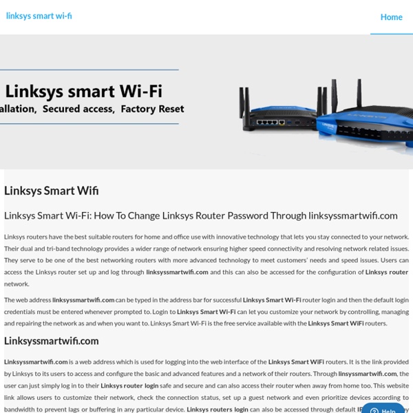 Linksys smart wi-fi setup