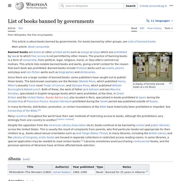 List of books banned by governments - Wikipedia