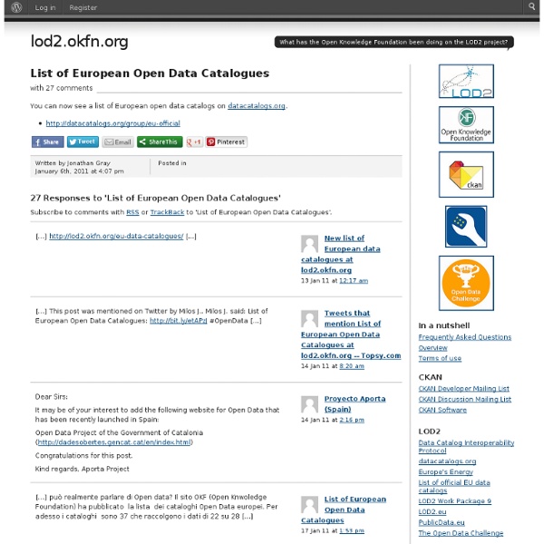 List of European Open Data Catalogues at lod2.okfn.org