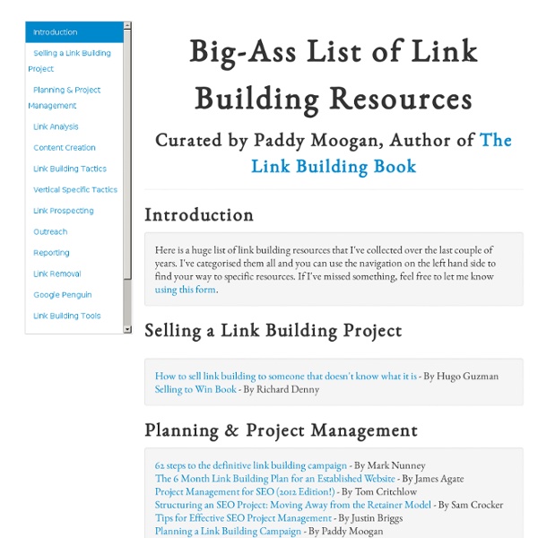 Big-Ass List of Link Building Resources