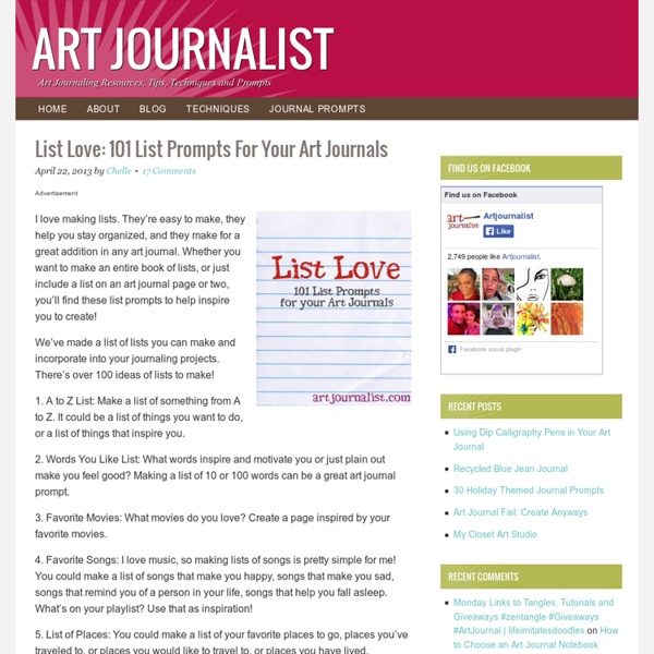 List Love: 101 List Prompts For Your Art Journals - Art Journalist