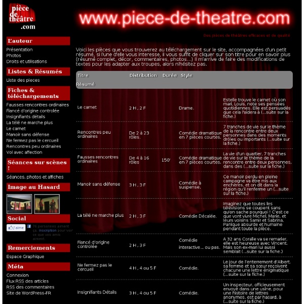 Liste des pieces de théâtre - piece-de-theatre.com