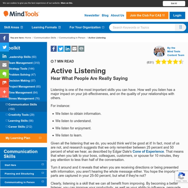 Active Listening - Communication Skills Training from MindTools.com