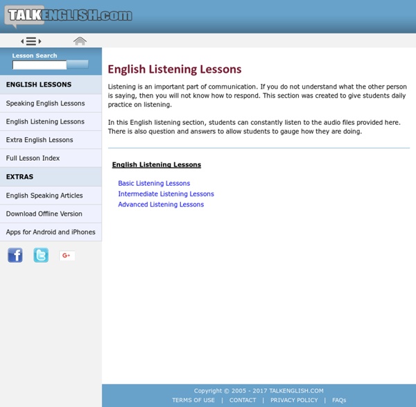 English Listening - Listening lessons ESL students with audio files and fun questions
