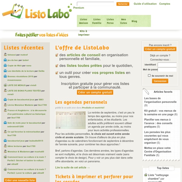 ListoLabo - Organisez vos listes pratiques du quotidien