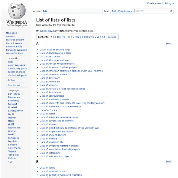 Liste des listes de listes - Wikipedia, l'encyclopédie libre