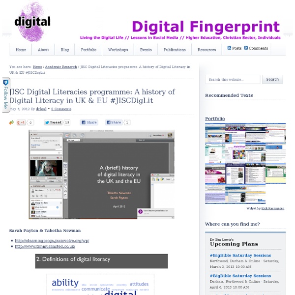 JISC Digital Literacies programme: A history of Digital Literacy in UK & EU #JISCDigLit — Digital Fingerprint