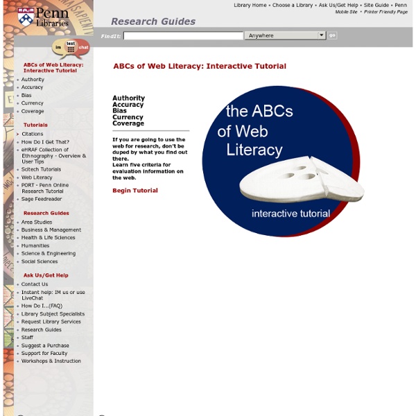 ABCs of Web Literacy: Interactive Tutorial