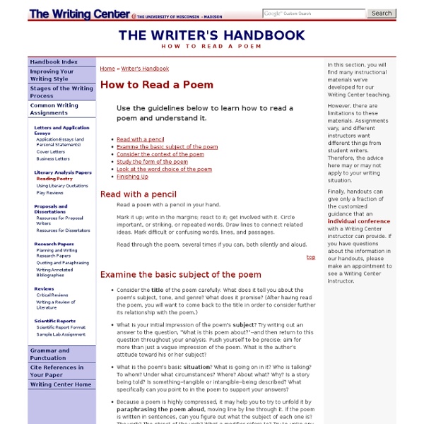 Literary Analysis Papers: How to read a poem