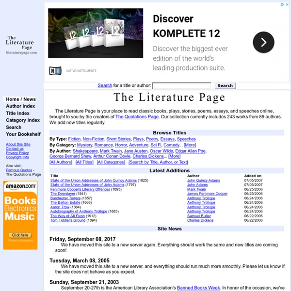 The Literature Page - Read classic books by famous authors online